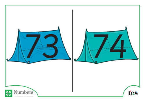 Number Cards - Tents Theme 71-80
