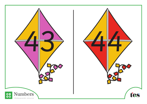 Number Cards – Kites Theme 41-50