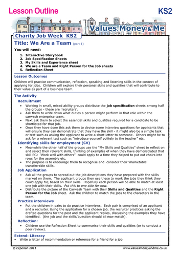 Charity Job Week KS2 - Lesson 2: We are a team