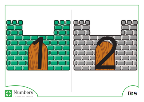Number Cards – Castles Theme 1-100