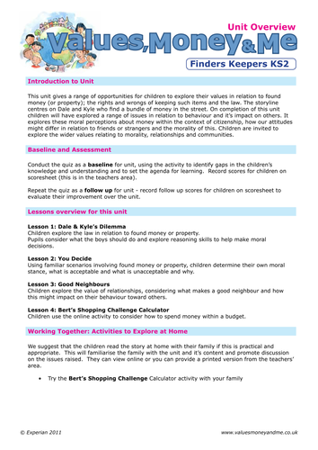 Finders Keepers KS2 - Unit Overview