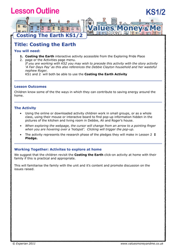 Costing The Earth KS1/2-Lesson 1:Costing the Earth
