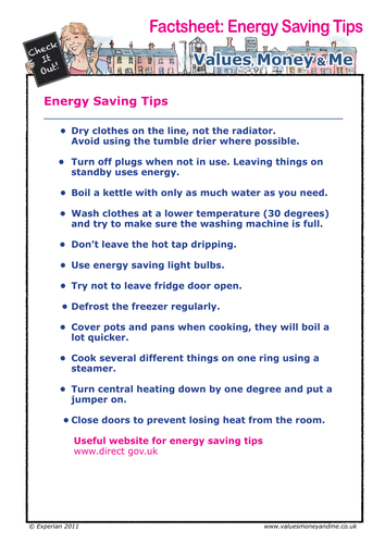 Factsheet: Energy Saving Tips