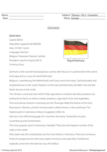 Facts about Germany - Comprehension