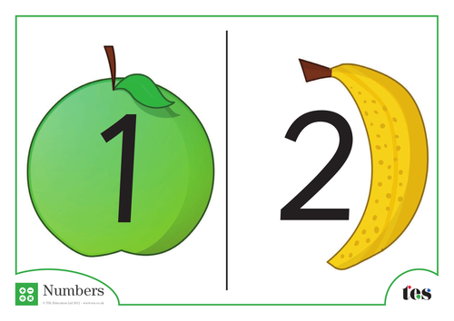 Number Cards - Fruit Theme 1-100