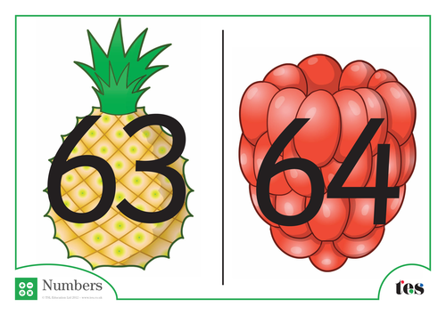 Number Cards - Fruit Theme 61-70