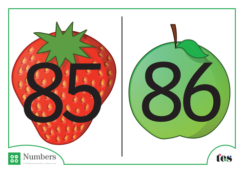 Number Cards - Fruit Theme 81-90