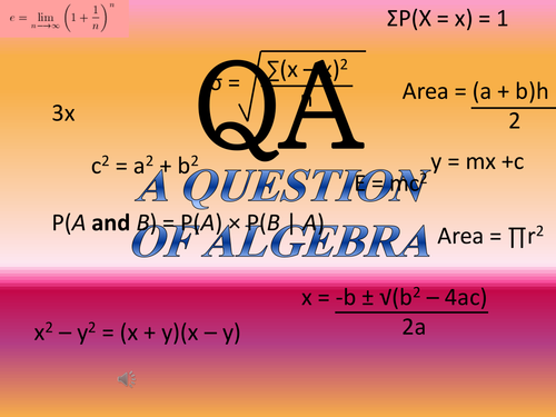 Maths Algebra quiz powerpoint