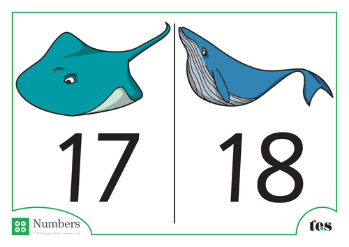 Number Cards - Ocean Theme 11-20