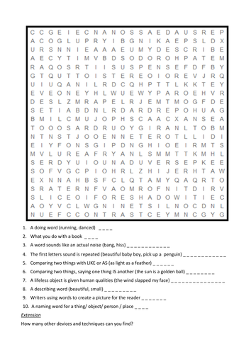 Linguistic Devices wordsearch