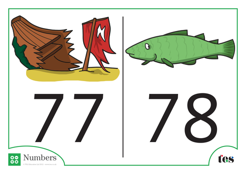 Number Cards - Ocean Theme 71-80