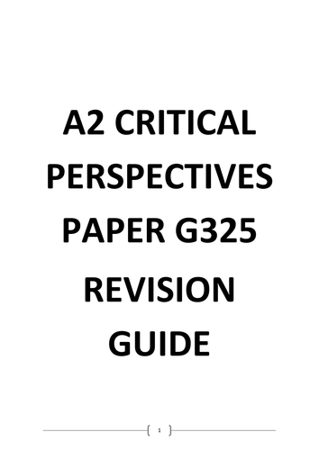 A2 Critical Perspectives G325 Unit Revision Guide