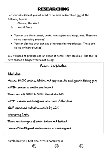 Researching Homework Activity | Teaching Resources