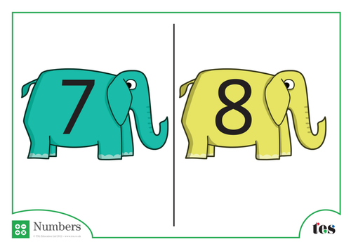 Number Cards - Elephant Theme 1-10