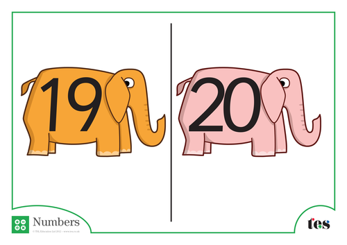 number cards elephant theme 11 20 teaching resources