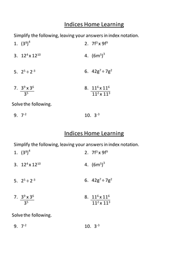 Index Laws