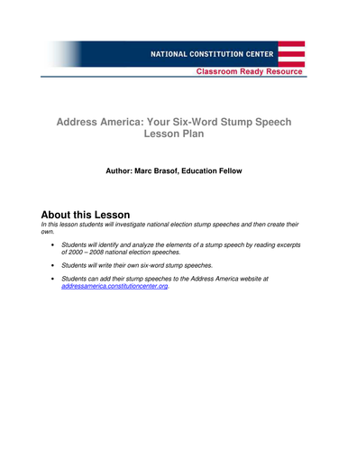 Address America: Your Six-Word Stump Speech