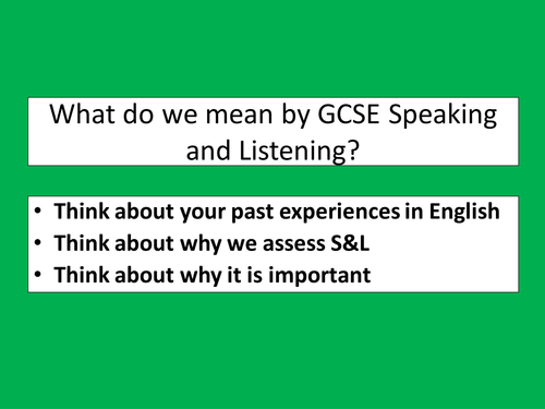 Speaking And Listening Introduction Teaching Resources