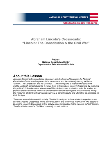 Abraham Lincoln’s Crossroads