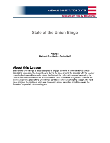 State of the Union Bingo 2012