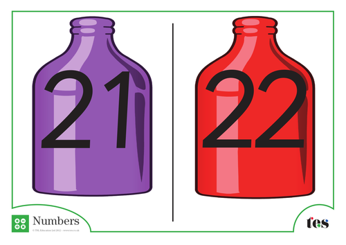 Number Cards - Bottle Theme 21-30