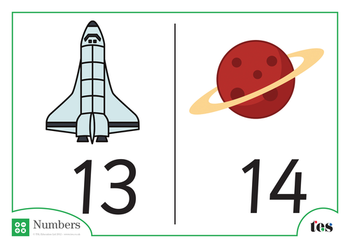 Number Cards - Space Theme 11-20
