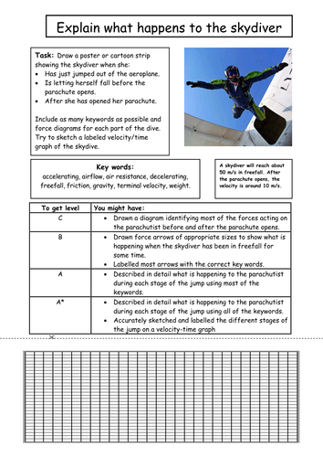 Skydiver poster assessment task