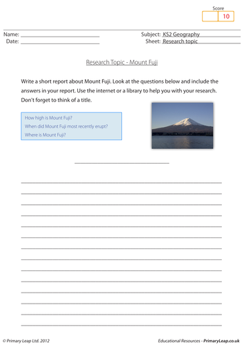 Research topic - Mount Fuji