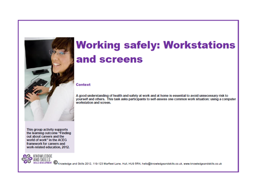 Working Safely: workstations and screens