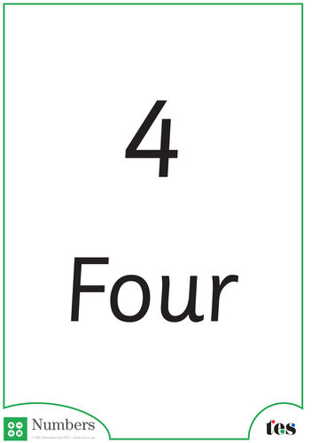 A4 Words and Numbers Flash Cards 1-5