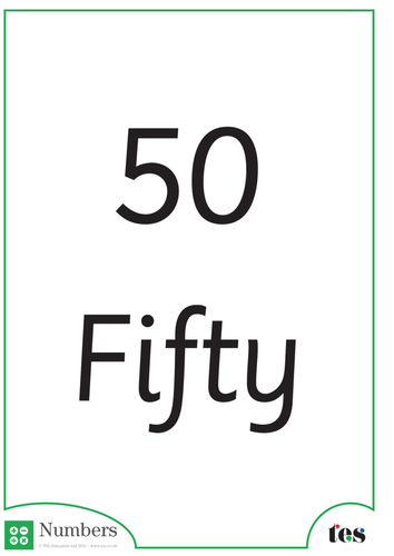 A4 Words and Numbers Flash Cards 46-50