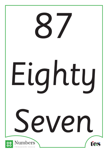 A4 Words and Numbers Flash Cards 86-90 | Teaching Resources