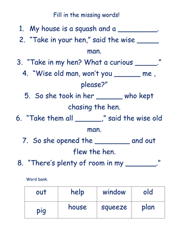 A Squash and a Squeeze worksheets