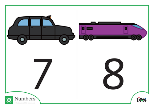 Number Cards - Transport Theme 1-10