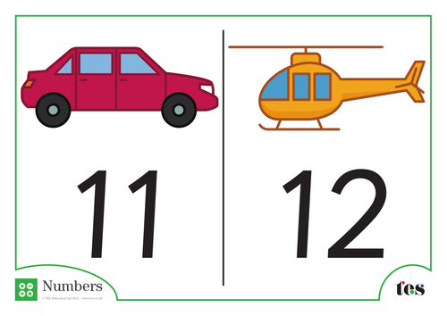 Number Cards - Transport Theme 11-20