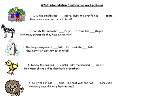 Ks1 Addition Subtraction Word Problems By Barnes24 Teaching