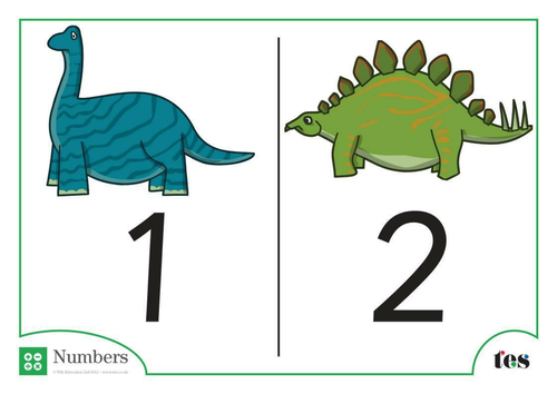 Number Cards - Dinosaur Theme 1-100