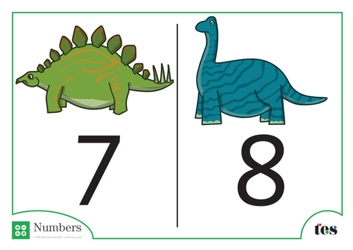 Number Cards - Dinosaur Theme 1-10
