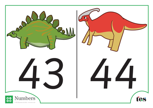 Number Cards - Dinosaur Theme 41-50