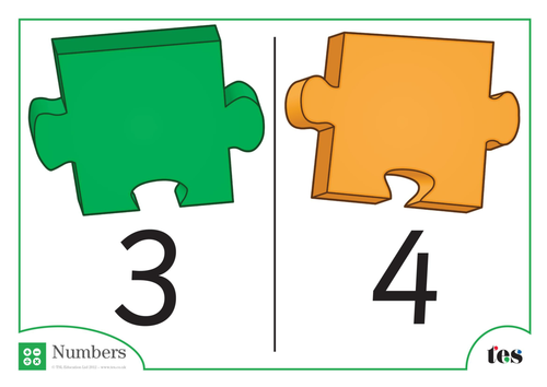 Number Cards - Jigsaw Pieces Theme  1-10