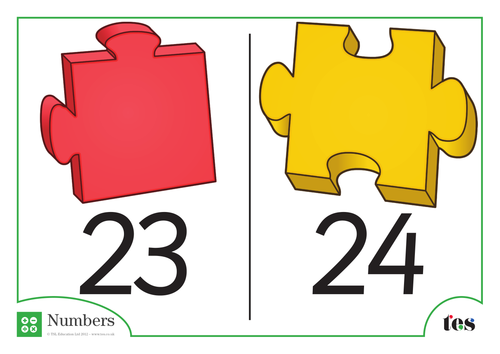 Number Cards - Jigsaw Pieces Theme  21-30