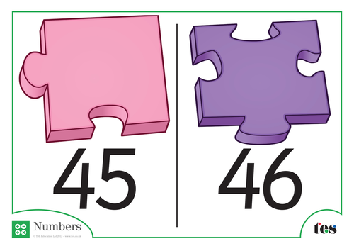 Number Cards - Jigsaw Pieces Theme  41-50