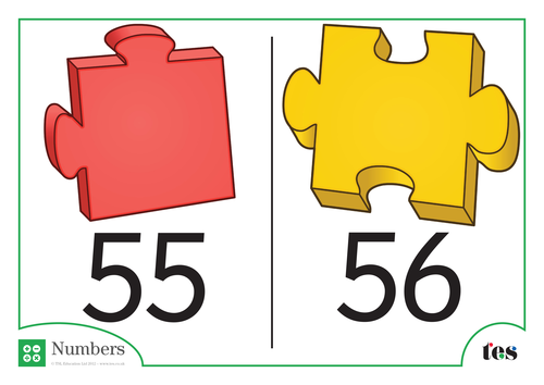 Number Cards - Jigsaw Pieces Theme  51-60