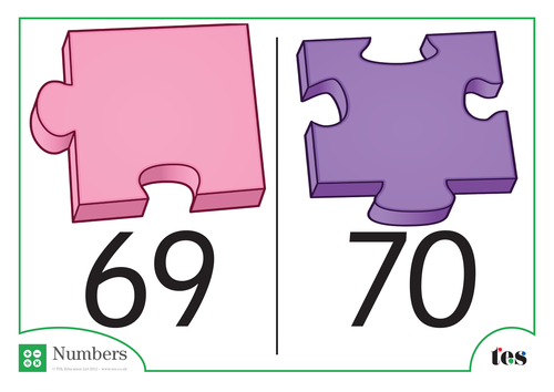 Number Cards - Jigsaw Pieces Theme  61-70