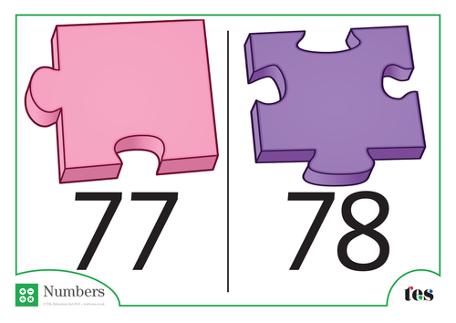 Number Cards - Jigsaw Pieces Theme  71-80