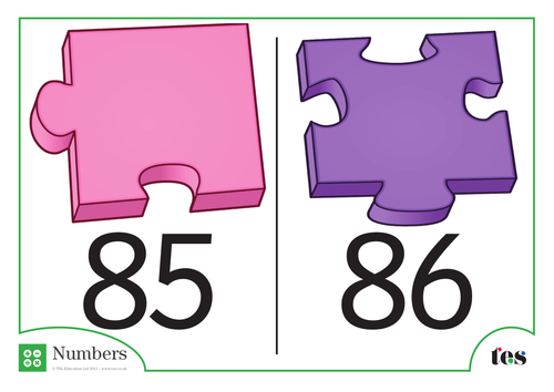 Number Cards - Jigsaw Pieces Theme  81-90