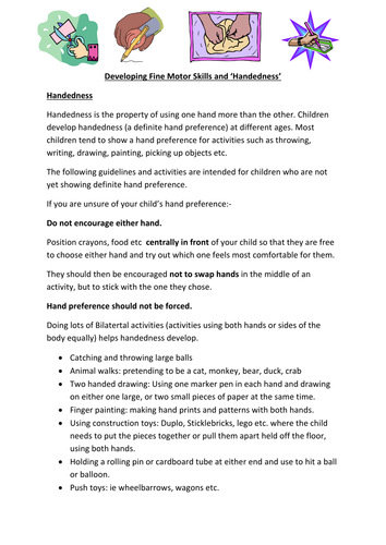 Developing fine motor skills and 'handedness'