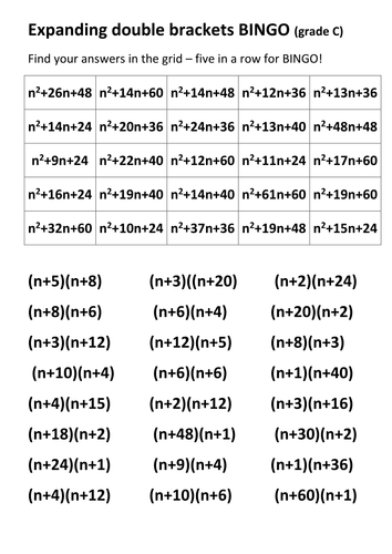 BINGO Practice Expansion Double Brkts