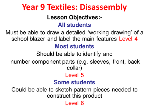year 8 9 textiles disassembly teaching resources
