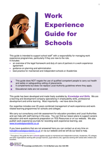 work experience in school education